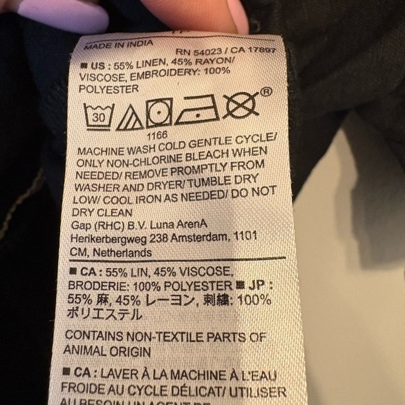 Banana Republic Black Linen Embroidered short sleeved top size XS - Picture 7 of 7